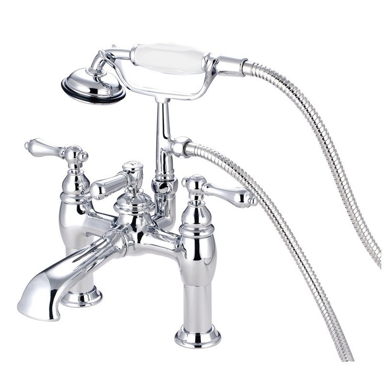 KINGSTON BRASS CC604T1 VINTAGE 7 INCH DECK MOUNT TUB FILLER WITH HAND SHOWER IN POLISHED CHROME