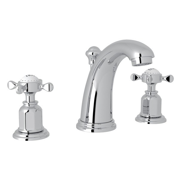 ROHL U.3761X-2 PERRIN & ROWE EDWARDIAN HIGH NECK WIDESPREAD LAVATORY FAUCET, CROSS HANDLES