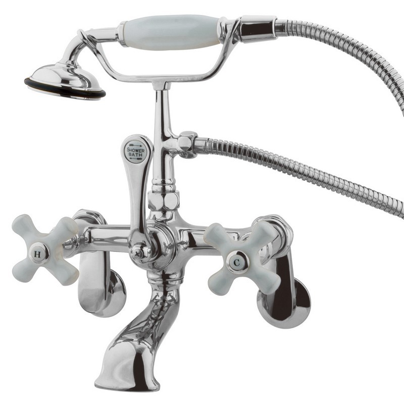 KINGSTON BRASS CC60T1 VINTAGE WALL MOUNT TUB FILLER WITH ADJUSTABLE CENTERS IN POLISHED CHROME