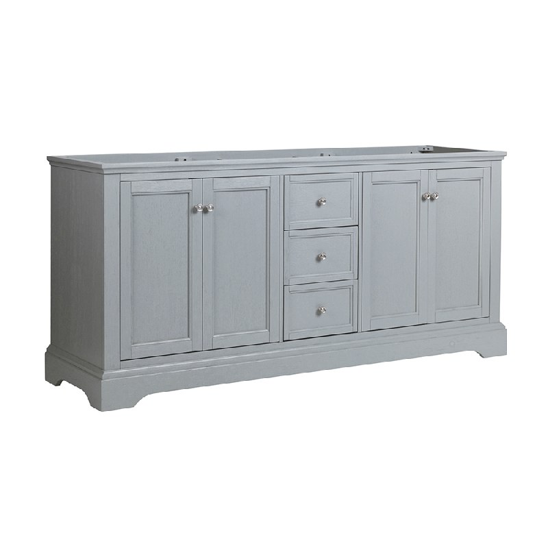 FRESCA FCB2472GRV WINDSOR 72 INCH GRAY TEXTURED TRADITIONAL DOUBLE SINK BATHROOM CABINET