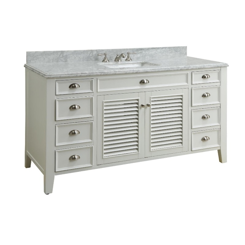 CHANS FURNITURE GD-3028Q60S KALANI 60 INCH FREESTANDING TRANSITIONAL STYLE BATHROOM VANITY IN WHITE