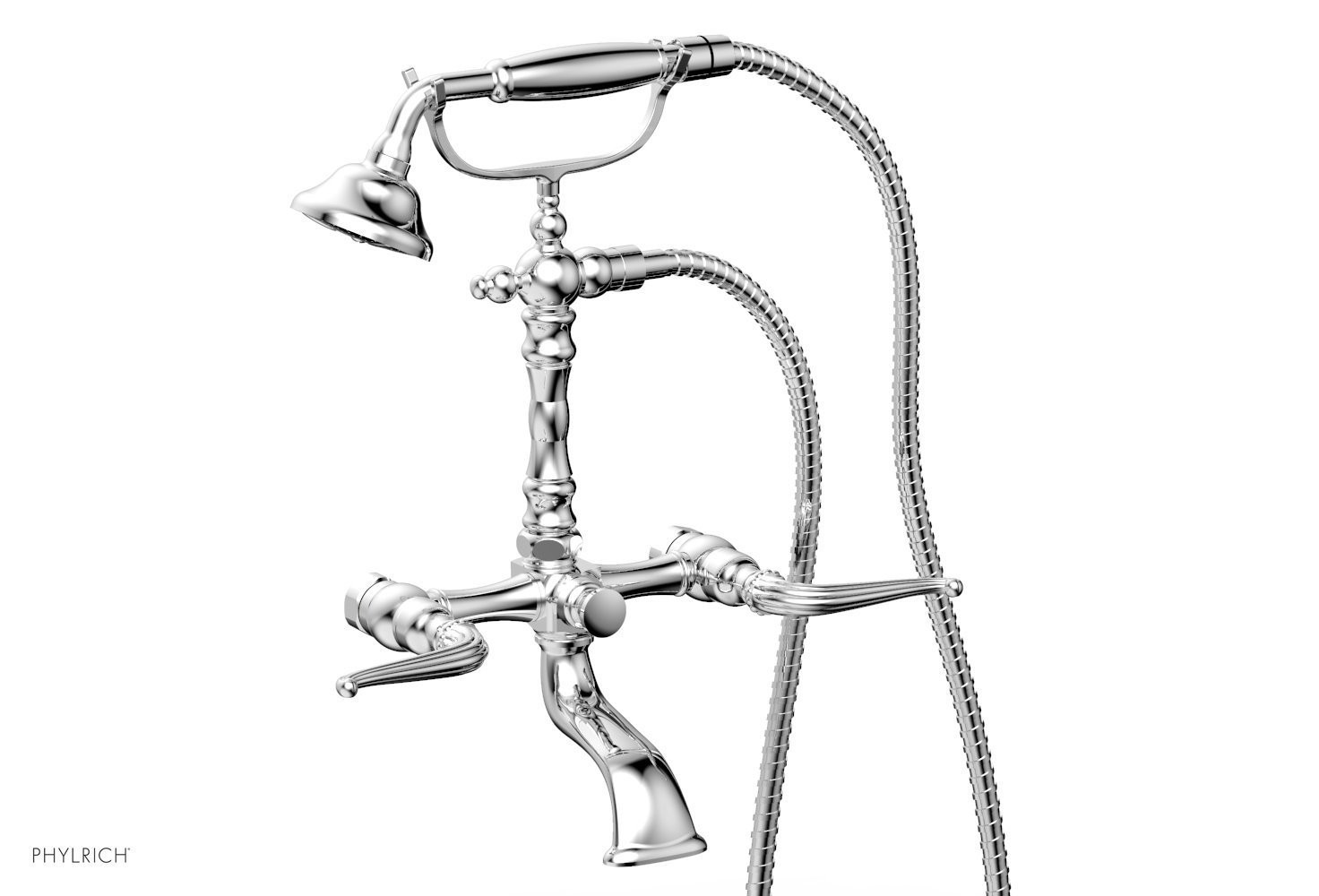 PHYLRICH K2393-18 GEORGIAN & BARCELONA TWO HOLES WALL MOUNT EXPOSED TUB FILLER WITH HAND SHOWER AND LEVER HANDLE
