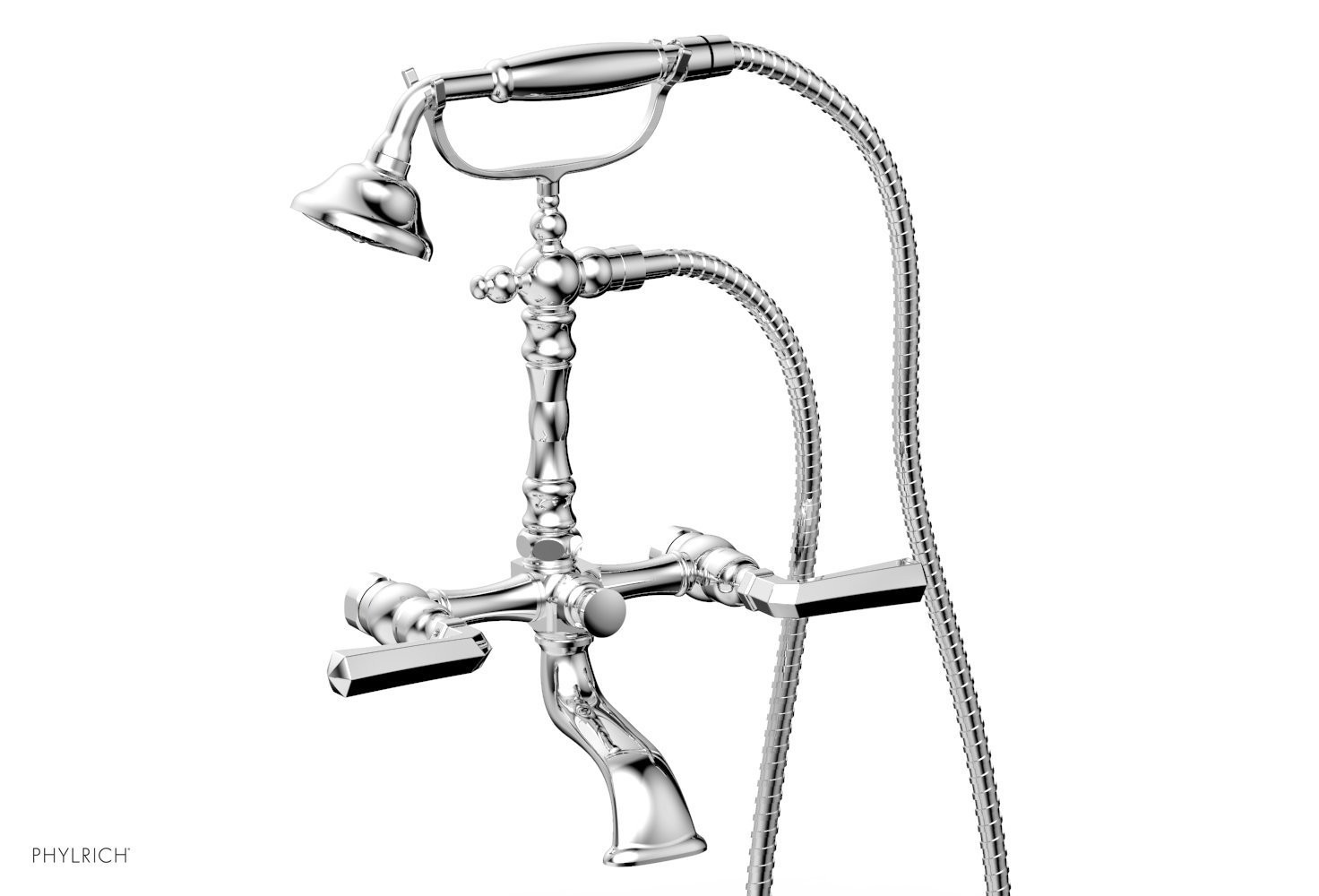 PHYLRICH K2393-25 LE VERRE TWO HOLES WALL MOUNT EXPOSED TUB FILLER WITH HAND SHOWER AND LEVER HANDLE