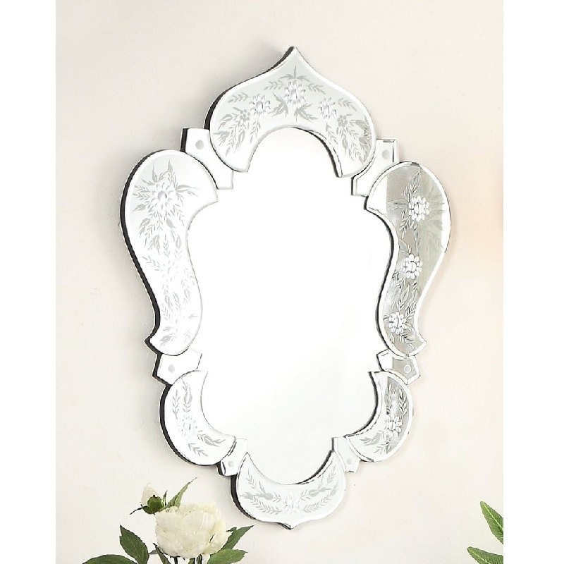 CHANS FURNITURE YM-700-2227 BRONI 27 INCH FRAMED WALL MOUNT BATHROOM VANITY MIRROR WITH FLORAL DETAILS