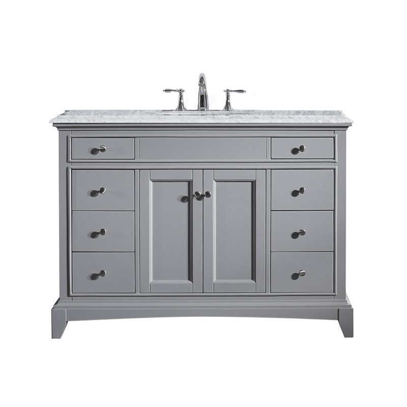 EVIVA EVVN709-42 ELITE STAMFORD 42 INCH SOLID WOOD BATHROOM VANITY SET WITH DOUBLE OG WHITE CARRERA MARBLE TOP AND WHITE UNDERMOUNT PORCELAIN SINK			