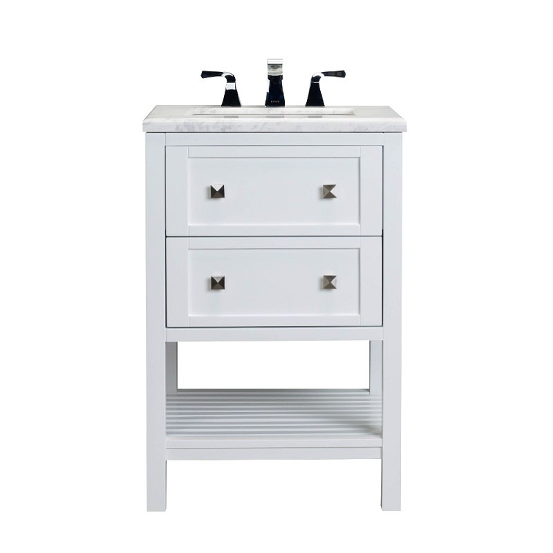 EVIVA TVN223-24 NATALIE F. 24 INCH BATHROOM VANITY WITH WHITE JAZZ MARBLE COUNTER-TOP AND UNDERMOUNT PORCELAIN SINK