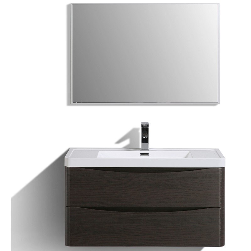Wall Mount Modern Bathroom Vanity, 36 Morris Console Vessel Sink Vanity