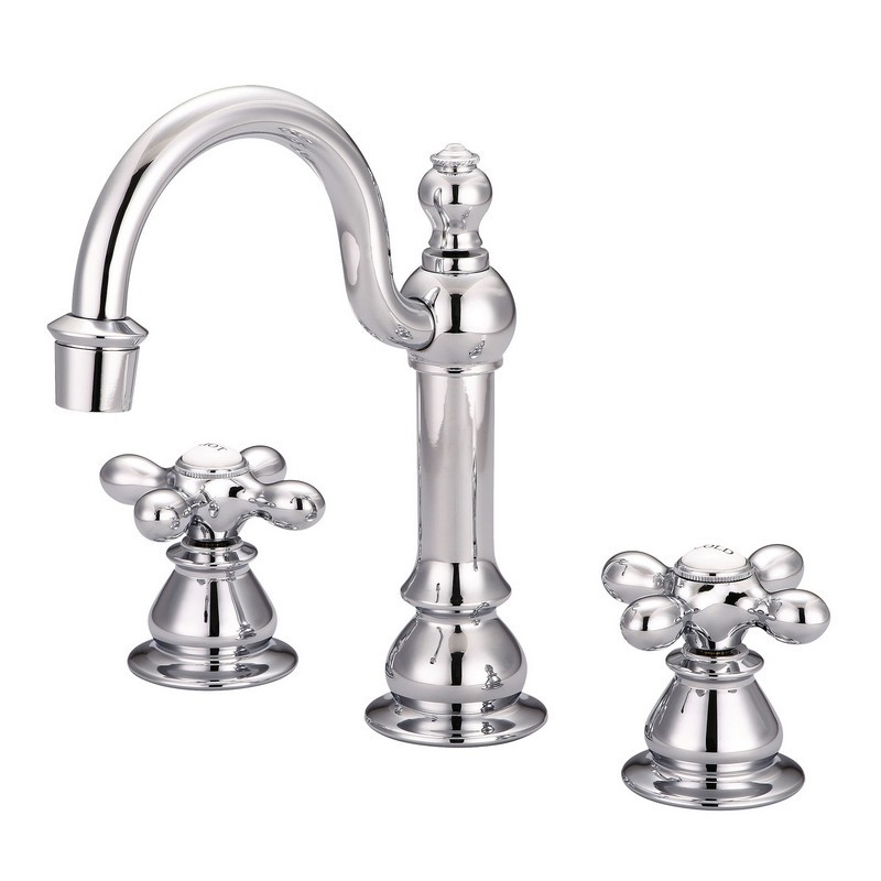 WATER-CREATION F2-0012-AX AMERICAN 20TH CENTURY CLASSIC WIDESPREAD LAVATORY FAUCETS WITH POP-UP DRAIN WITH METAL CROSS HANDLES, HOT AND COLD LABELS INCLUDED