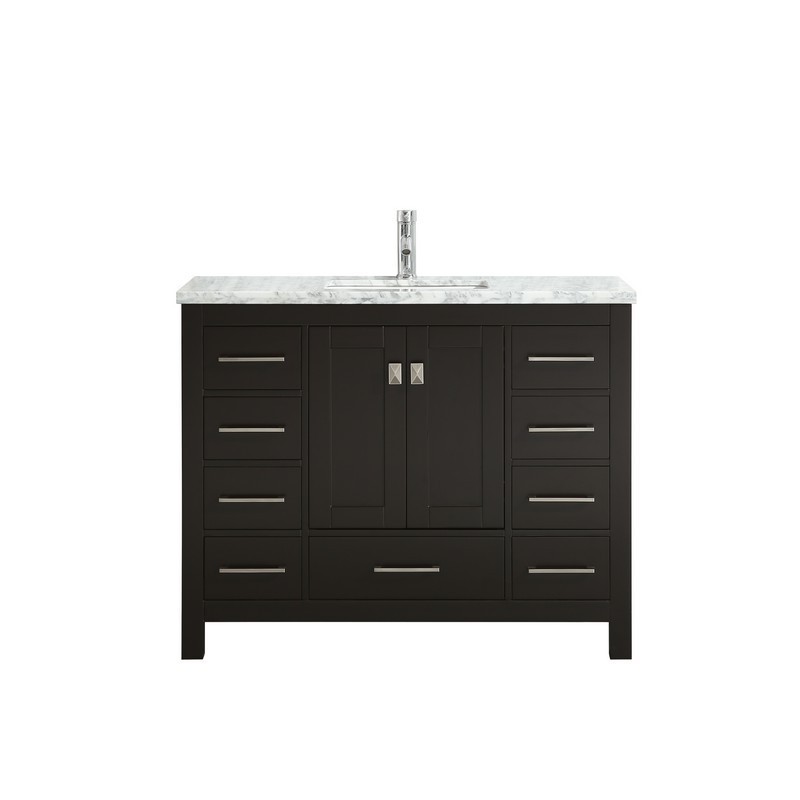 EVIVA TVN414-48X18 LONDON 48 INCH TRANSITIONAL BATHROOM VANITY WITH WHITE CARRARA MARBLE COUNTERTOP