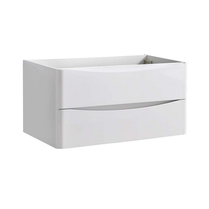 FRESCA FCB9036WH TUSCANY 36 INCH GLOSSY WHITE WALL HUNG MODERN BATHROOM CABINET