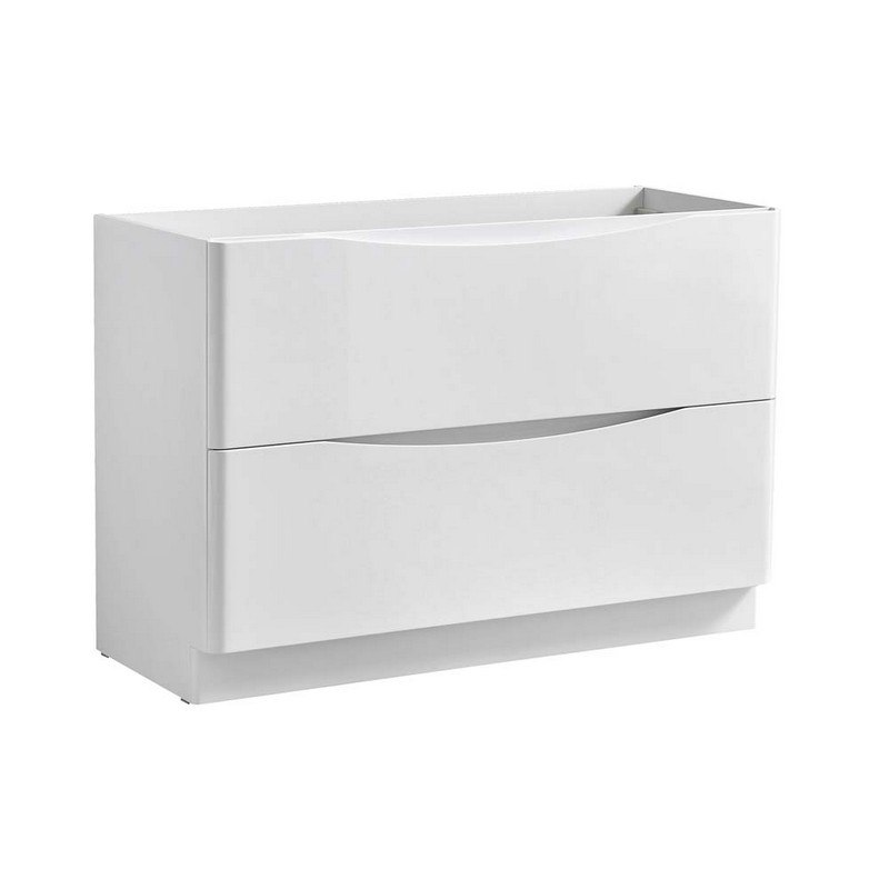 FRESCA FCB9148WH-D TUSCANY 48 INCH GLOSSY WHITE FREE STANDING DOUBLE SINK MODERN BATHROOM CABINET