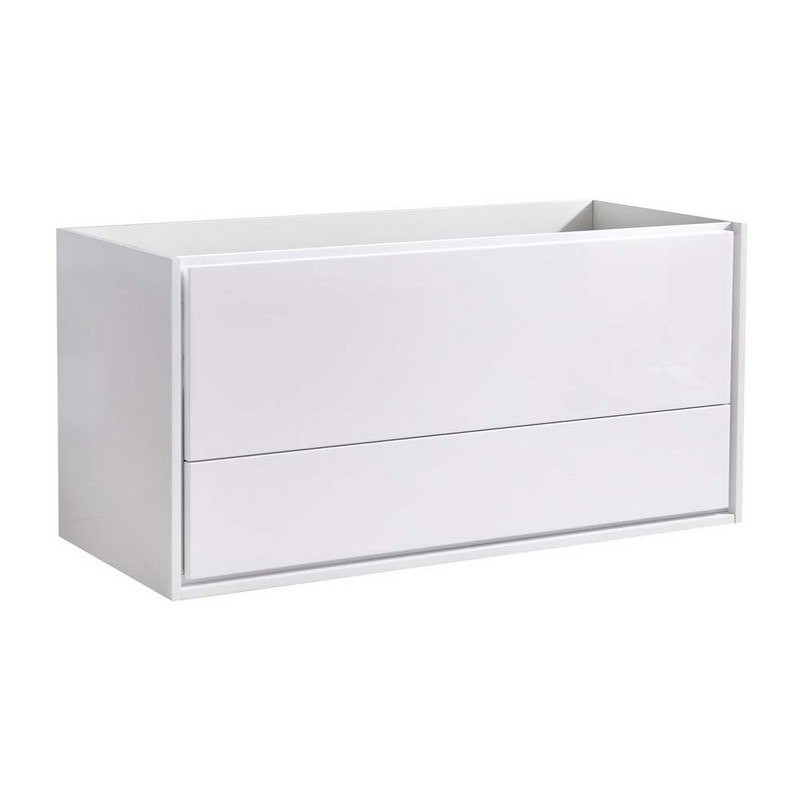 FRESCA FCB9248WH-D CATANIA 48 INCH GLOSSY WHITE WALL HUNG DOUBLE SINK MODERN BATHROOM CABINET