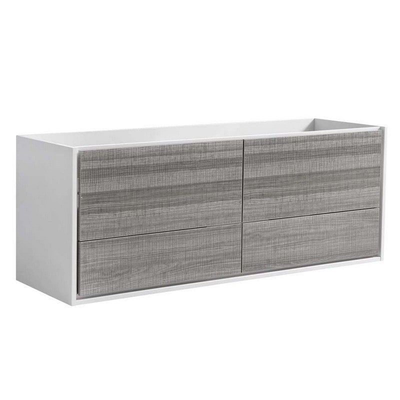 FRESCA FCB9260HA-S CATANIA 60 INCH GLOSSY ASH GRAY WALL HUNG SINGLE SINK MODERN BATHROOM CABINET