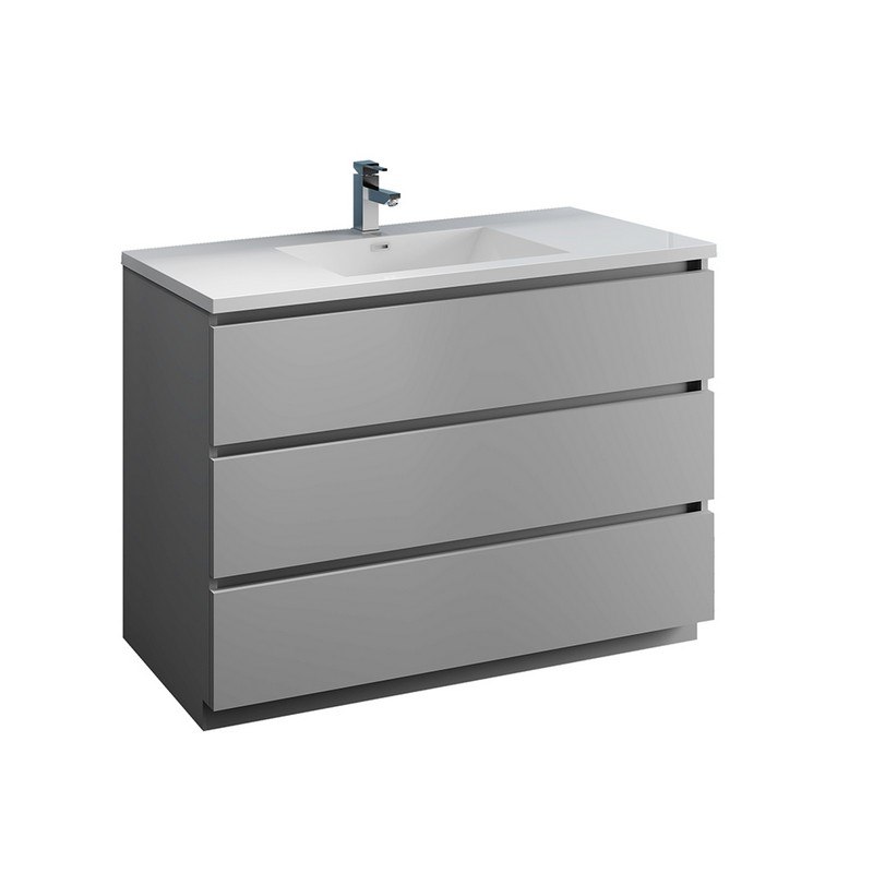 FRESCA FCB9348GR-I LAZZARO 48 INCH GRAY FREE STANDING MODERN BATHROOM CABINET WITH INTEGRATED SINK