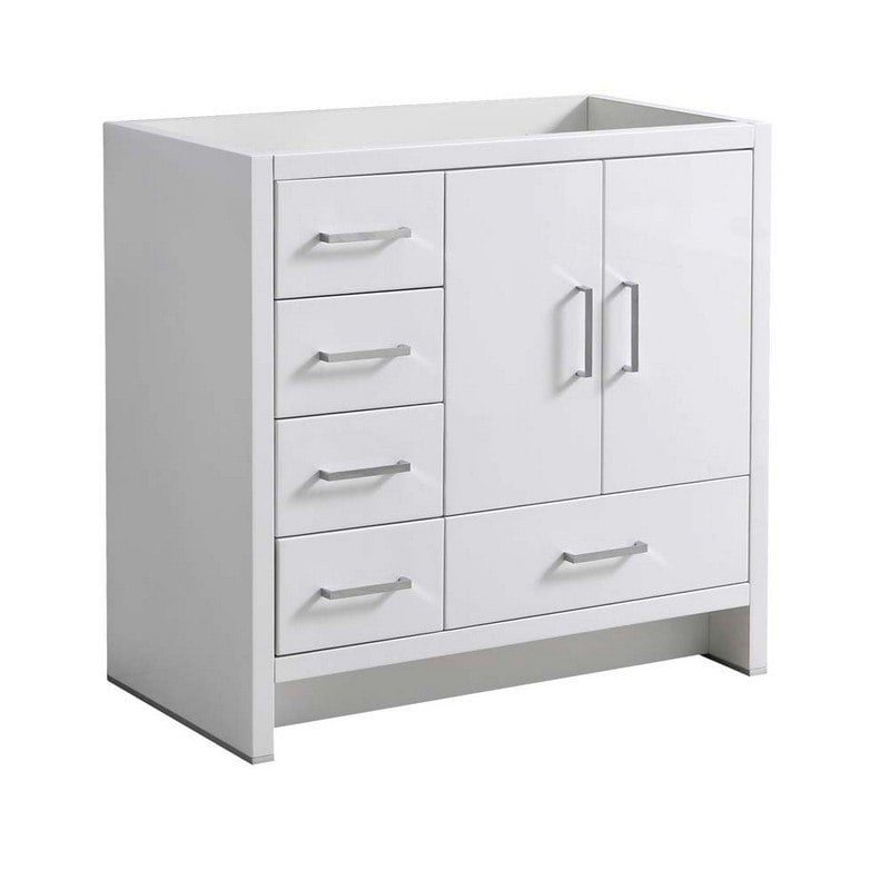 FRESCA FCB9436WH-L IMPERIA 36 INCH GLOSSY WHITE FREE STANDING MODERN BATHROOM CABINET - LEFT VERSION