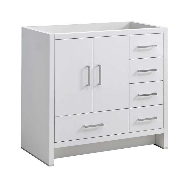 FRESCA FCB9436WH-R IMPERIA 36 INCH GLOSSY WHITE FREE STANDING MODERN BATHROOM CABINET - RIGHT VERSION