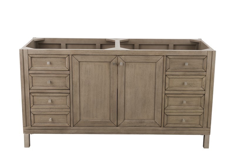 JAMES MARTIN 305-V60D-WWW CHICAGO 60 INCH DOUBLE VANITY IN WHITEWASHED WALNUT