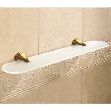GEDY 7519-60-44 ROMANCE 23.6 INCH FROSTED GLASS BATHROOM SHELF WITH BRONZE HOLDER
