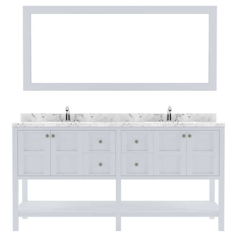 VIRTU USA ED-30072-CMRO-00 WINTERFELL 72 INCH DOUBLE BATH VANITY WITH FAUCETS AND MATCHING MIRROR