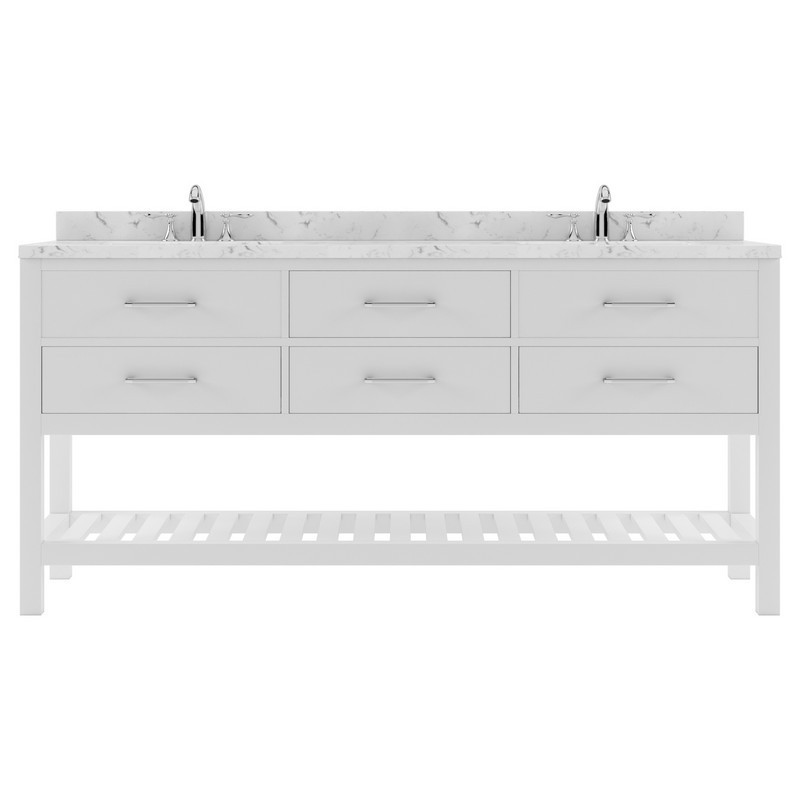 VIRTU USA MD-2272-CMRO-NM CAROLINE ESTATE 72 INCH DOUBLE BATH VANITY WITH CULTURED MARBLE QUARTZ TOP AND ROUND SINKS WITHOUT FAUCET