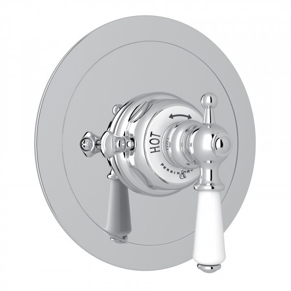 ROHL U.5565L-TO PERRIN & ROWE EDWARDIAN ERA ROUND THERMOSTATIC TRIM PLATE WITHOUT VOLUME CONTROL, METAL LEVER