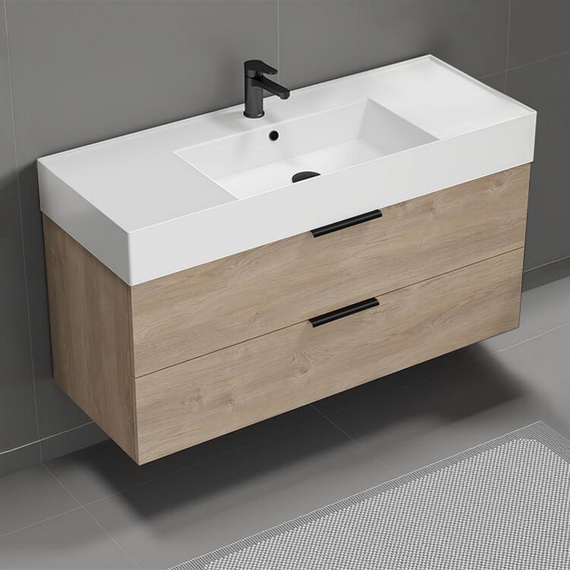 NAMEEKS DERINS DERIN 47 5/8 INCH WALL MOUNTED SINGLE BATH VANITY WITH TOP IN WHITE