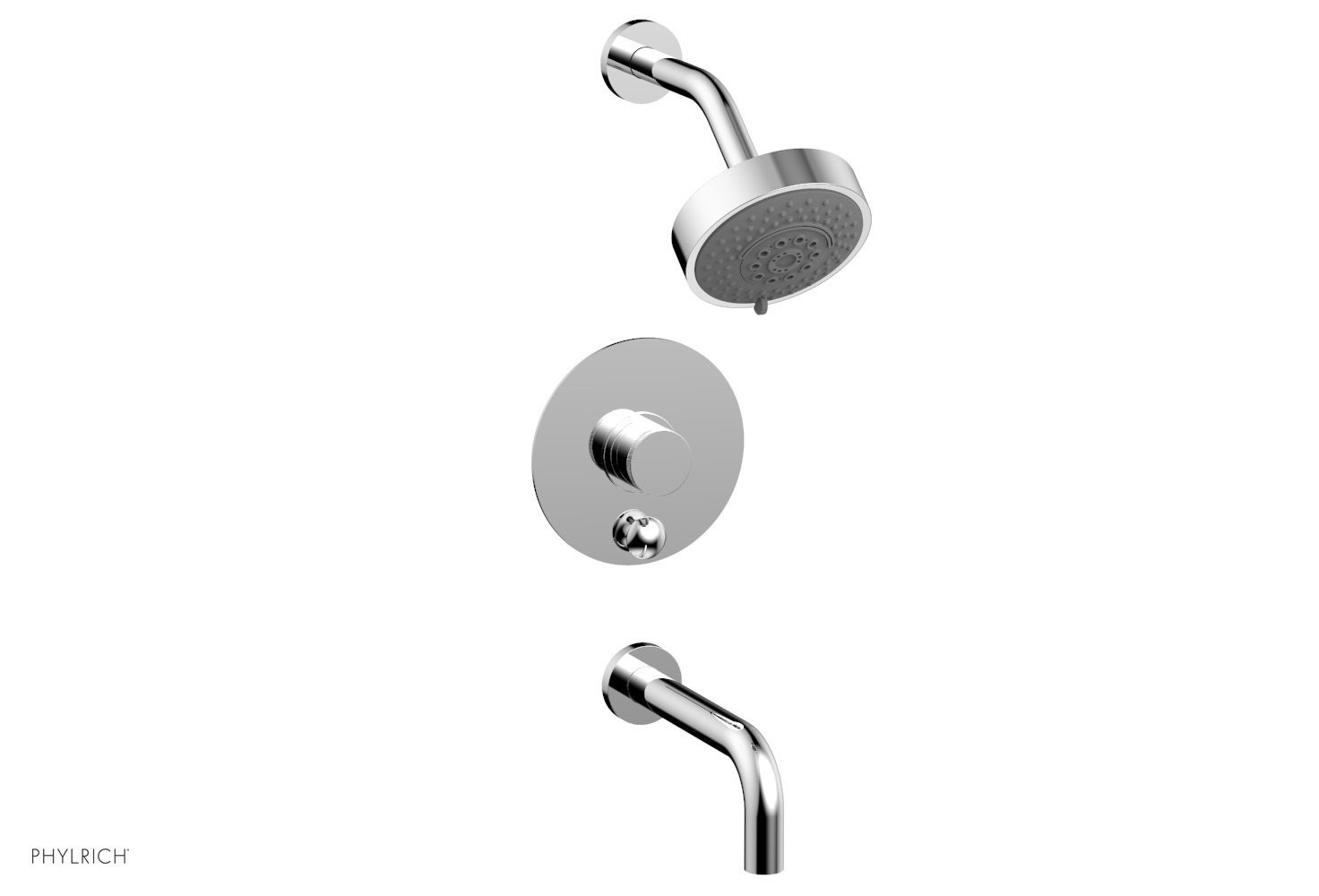 PHYLRICH 230-26 BASIC II WALL MOUNT PRESSURE BALANCE TUB AND SHOWER SET WITH KNURLED HANDLE
