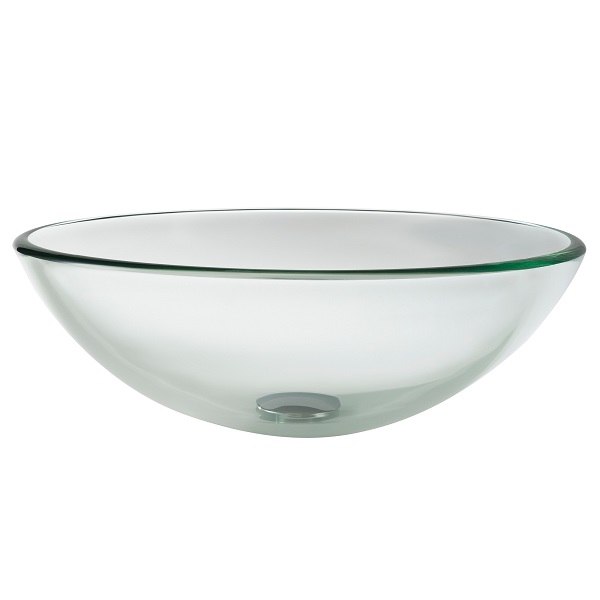 KRAUS GV-101 16-1/2 INCH ROUND CLEAR GLASS VESSEL BATHROOM SINK