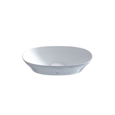 TOTO LT473G#01 KIWAMI OVAL 16 INCH VESSEL BATHROOM SINK WITH CEFIONTECT IN COTTON WHITE