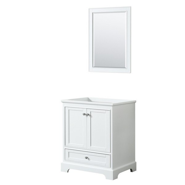 WYNDHAM COLLECTION WCS202030SWHCXSXXM24 DEBORAH 30 INCH SINGLE BATHROOM VANITY IN WHITE WITH 24 INCH MIRROR