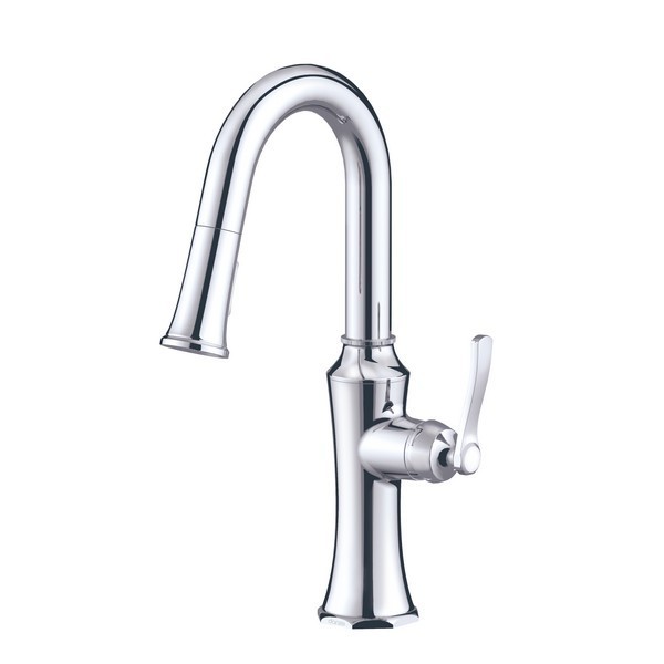 DANZE D150528 DRAPER SINGLE HANDLE PULL-DOWN PREP FAUCET WITH SNAPBACK AND DOCKFORCE, 1.75 GPM