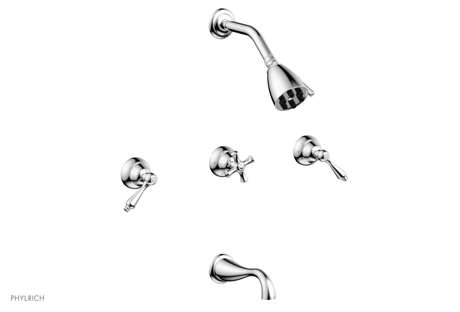 PHYLRICH D2100 REVERE & SAVANNAH WALL MOUNT THERMOSTATIC TUB AND SHOWER SET WITH TWO STRAIGHT LEVER HANDLES