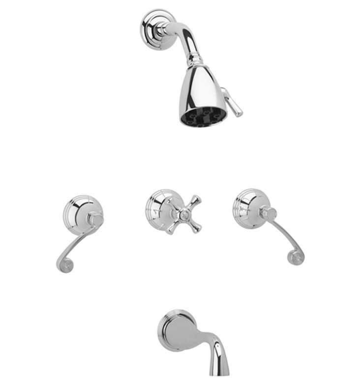 PHYLRICH D2206 3RING WALL MOUNT THERMOSTATIC TUB AND SHOWER SET WITH TWO CURVED LEVER HANDLES