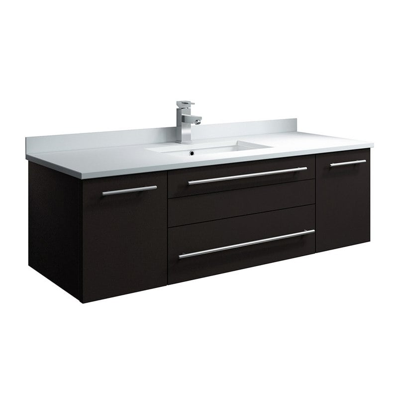 FRESCA FCB6148ES-UNS-CWH-U LUCERA 48 INCH ESPRESSO WALL HUNG MODERN BATHROOM CABINET WITH TOP AND UNDERMOUNT SINK