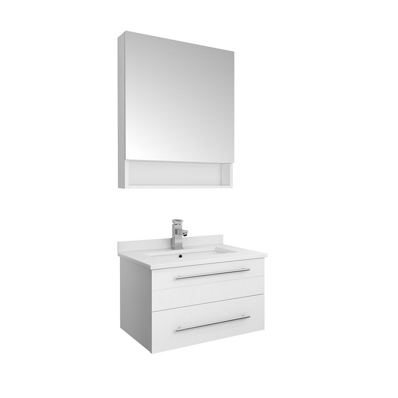 FRESCA FVN6124WH-UNS LUCERA 24 INCH WHITE WALL HUNG UNDERMOUNT SINK MODERN BATHROOM VANITY WITH MEDICINE CABINET
