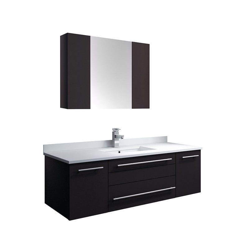 FRESCA FVN6148ES-UNS LUCERA 48 INCH ESPRESSO WALL HUNG UNDERMOUNT SINK MODERN BATHROOM VANITY WITH MEDICINE CABINET