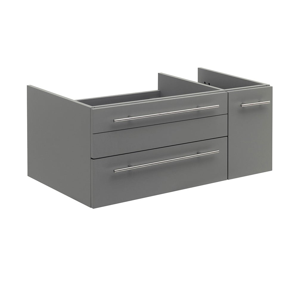 FRESCA FCB6136GR-UNS-L LUCERA 36 INCH GRAY WALL HUNG UNDERMOUNT SINK MODERN BATHROOM CABINET - LEFT VERSION