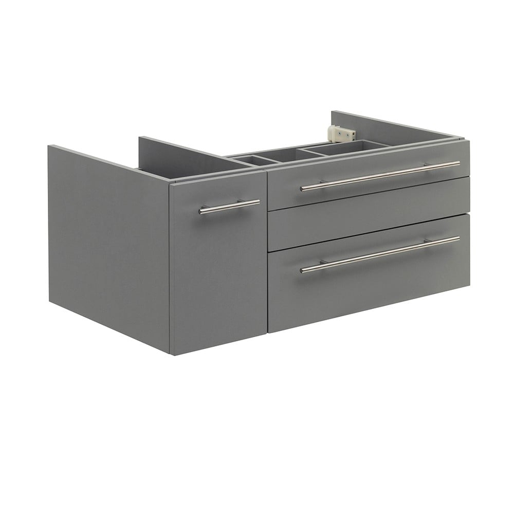 FRESCA FCB6136GR-VSL-R LUCERA 36 INCH GRAY WALL HUNG VESSEL SINK MODERN BATHROOM CABINET - RIGHT VERSION