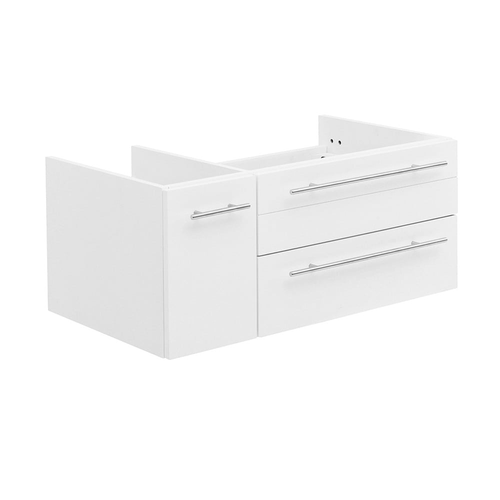 FRESCA FCB6136WH-UNS-R LUCERA 36 INCH WHITE WALL HUNG UNDERMOUNT SINK MODERN BATHROOM CABINET - RIGHT VERSION