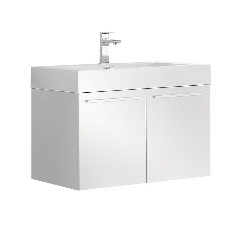FRESCA FCB8089WH-I VISTA 30 INCH WHITE WALL HUNG MODERN BATHROOM CABINET WITH INTEGRATED SINK