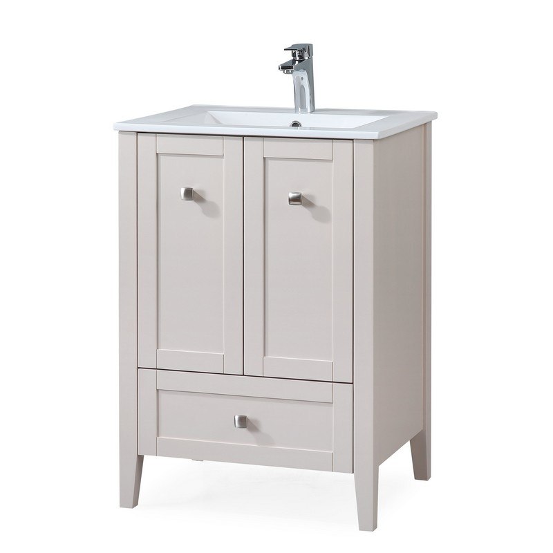 CHANS FURNITURE WFS-85053TP 25 INCH TENNANT BRAND VERMEZZO MODERN SMALL SLIM TAUPE BATHROOM VANITY IN TAUPE