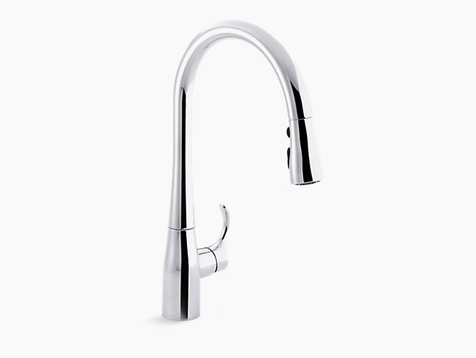 KOHLER K-596 SIMPLICE SINGLE-HOLE KITCHEN SINK FAUCET WITH 16-5/8 INCH PULL-DOWN SPOUT, DOCKNETIK MAGNETIC DOCKING SYSTEM, AND A 3-FUNCTION SPRAYHEAD FEATURING SWEEP SPRAY