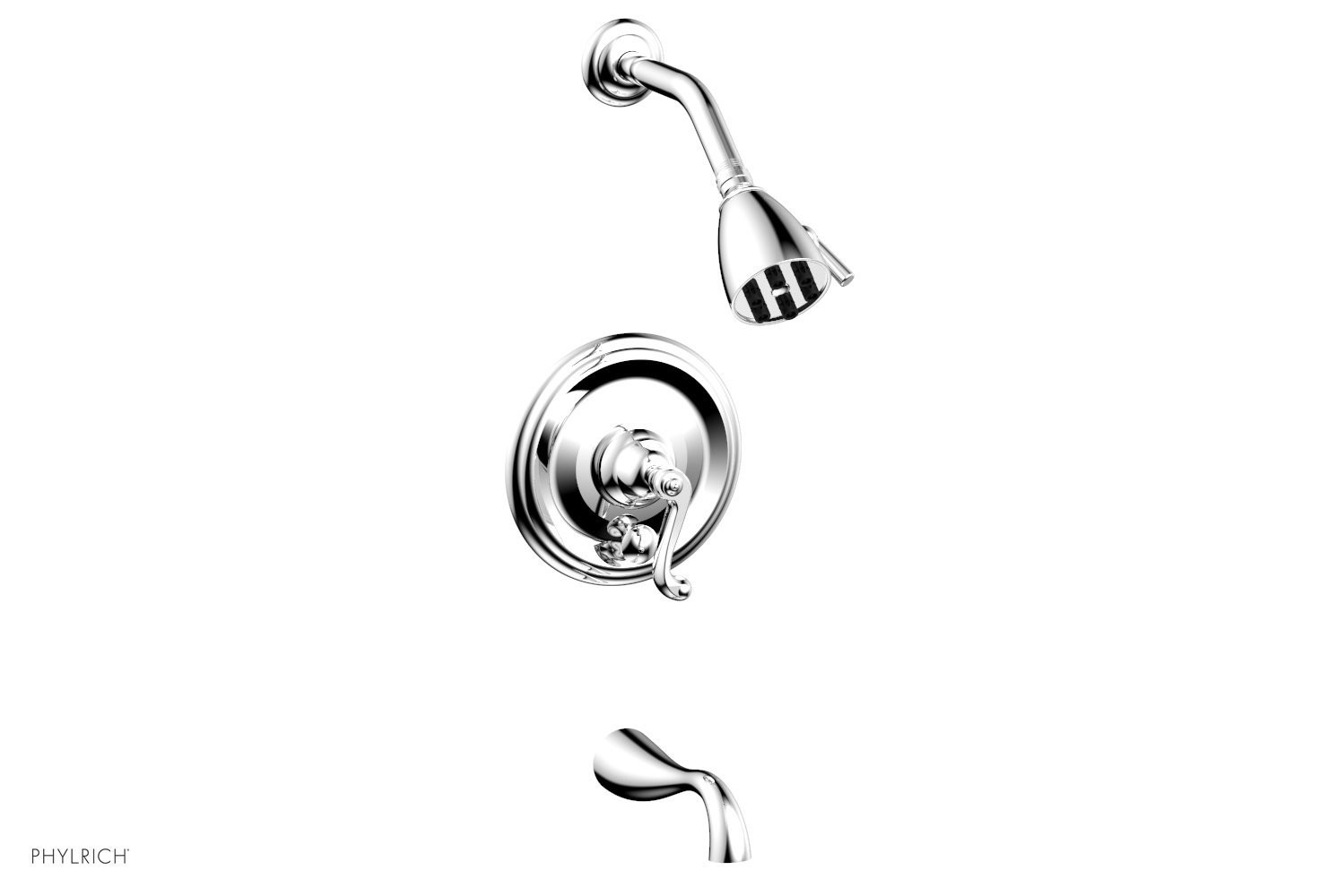 PHYLRICH DPB2102 REVERE & SAVANNAH WALL MOUNT PRESSURE BALANCE TUB AND SHOWER SET WITH CURVED LEVER HANDLE