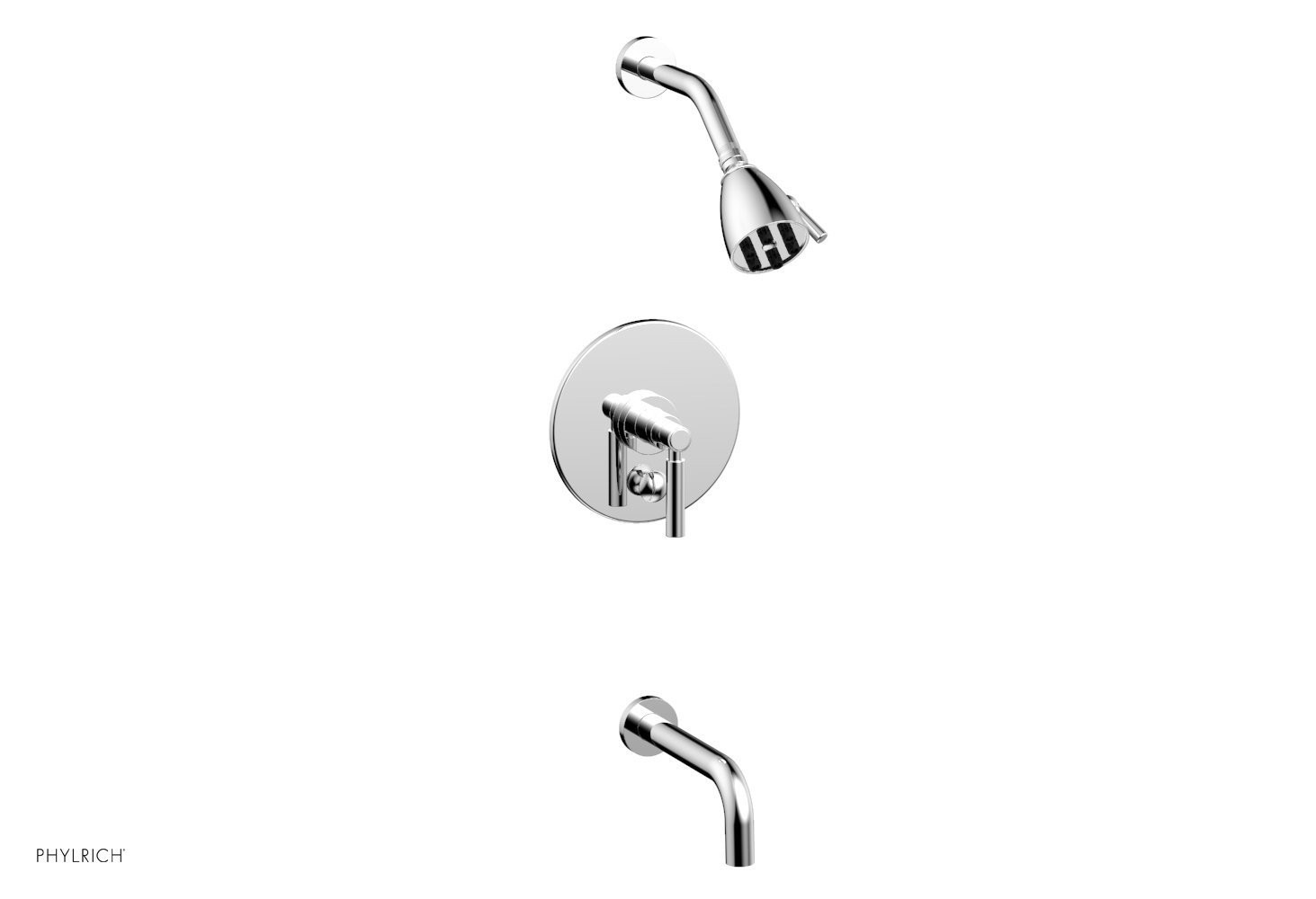 PHYLRICH DPB2130 BASIC WALL MOUNT PRESSURE BALANCE TUB AND SHOWER SET WITH LEVER HANDLE