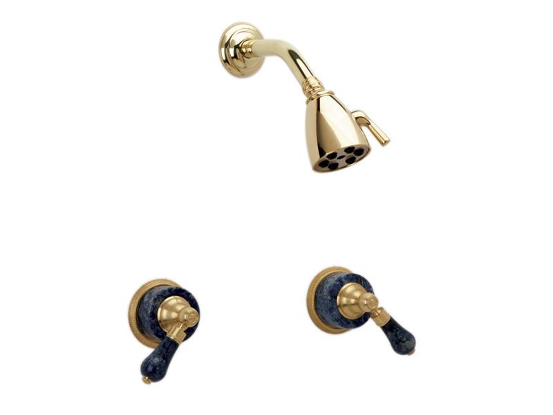 PHYLRICH K3272 REGENT WALL MOUNT SHOWER SET WITH TWO BLEU SODALITE LEVER HANDLES