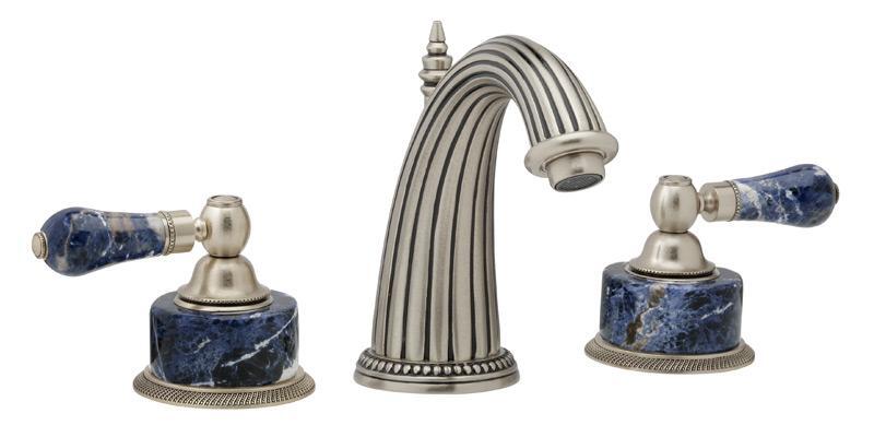 PHYLRICH K372 REGENT THREE HOLE WIDESPREAD BATHROOM FAUCET WITH BLEU SODALITE LEVER HANDLES