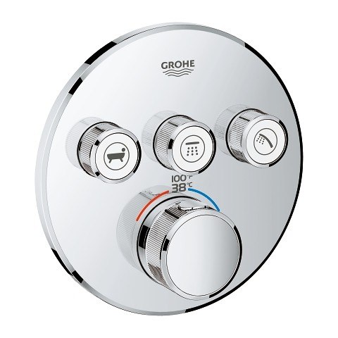 GROHE 29138 GROHTHERM SMARTCONTROL TRIPLE FUNCTION THERMOSTATIC TRIM WITH CONTROL MODULE