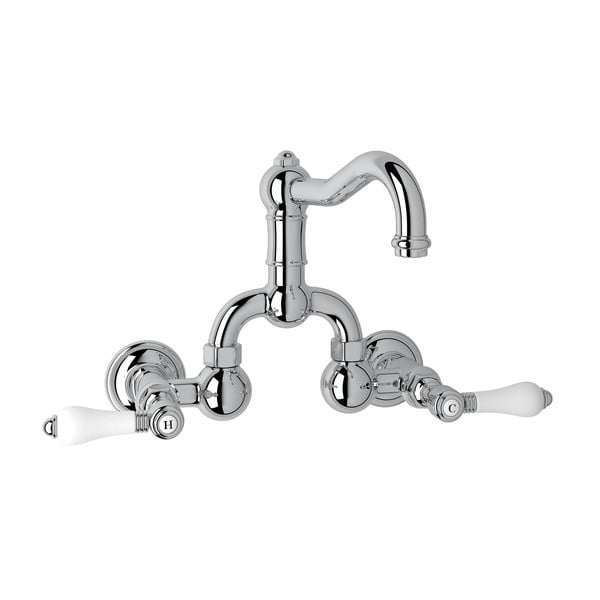 ROHL A1418LP-2 ACQUI WALL MOUNT BRIDGE LAVATORY FAUCET, PORCELAIN LEVERS