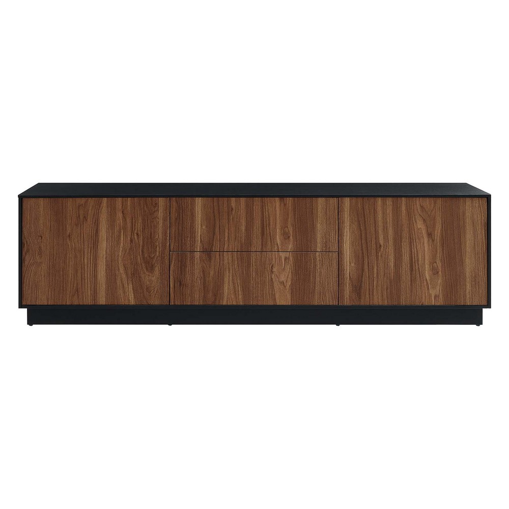 MODWAY EEI-6598-BLK-WAL HOLDEN 63 INCH WOODEN RECTANGULAR TV STAND IN BLACK AND WALNUT