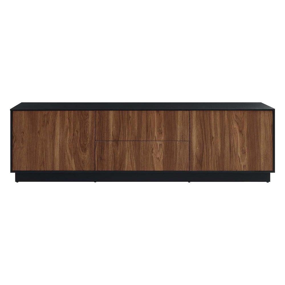 MODWAY EEI-6598-BLK-WAL HOLDEN 63 INCH WOODEN RECTANGULAR TV STAND IN BLACK AND WALNUT